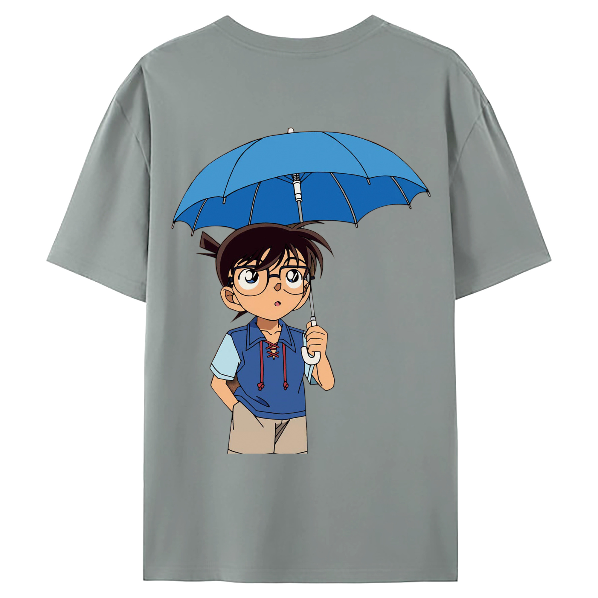 （画像用） 名探偵コナン 江戸川 コナン Detective Conan Conan Edogawa 綿100％ メンズ半袖Tシャツ（バックプリント） 通気性